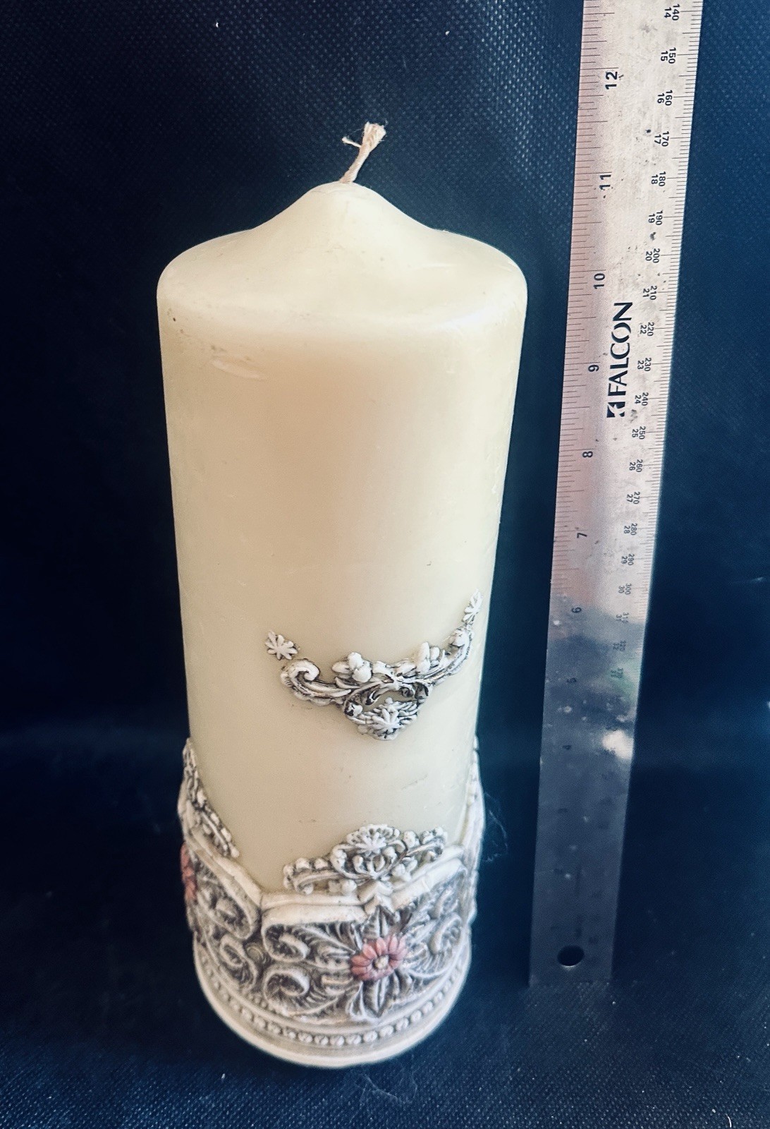 Gorgeous Vintage Pillar Candle 14 Inches Tall 4 Inches Wide