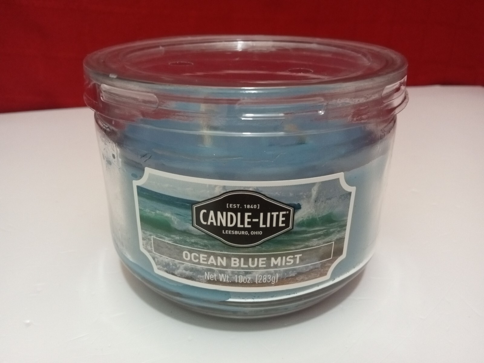 CANDLE-LITE Ocean Blue Mist Scented 20-40Hour Burning Candle Jar 10 Oz 1 Count