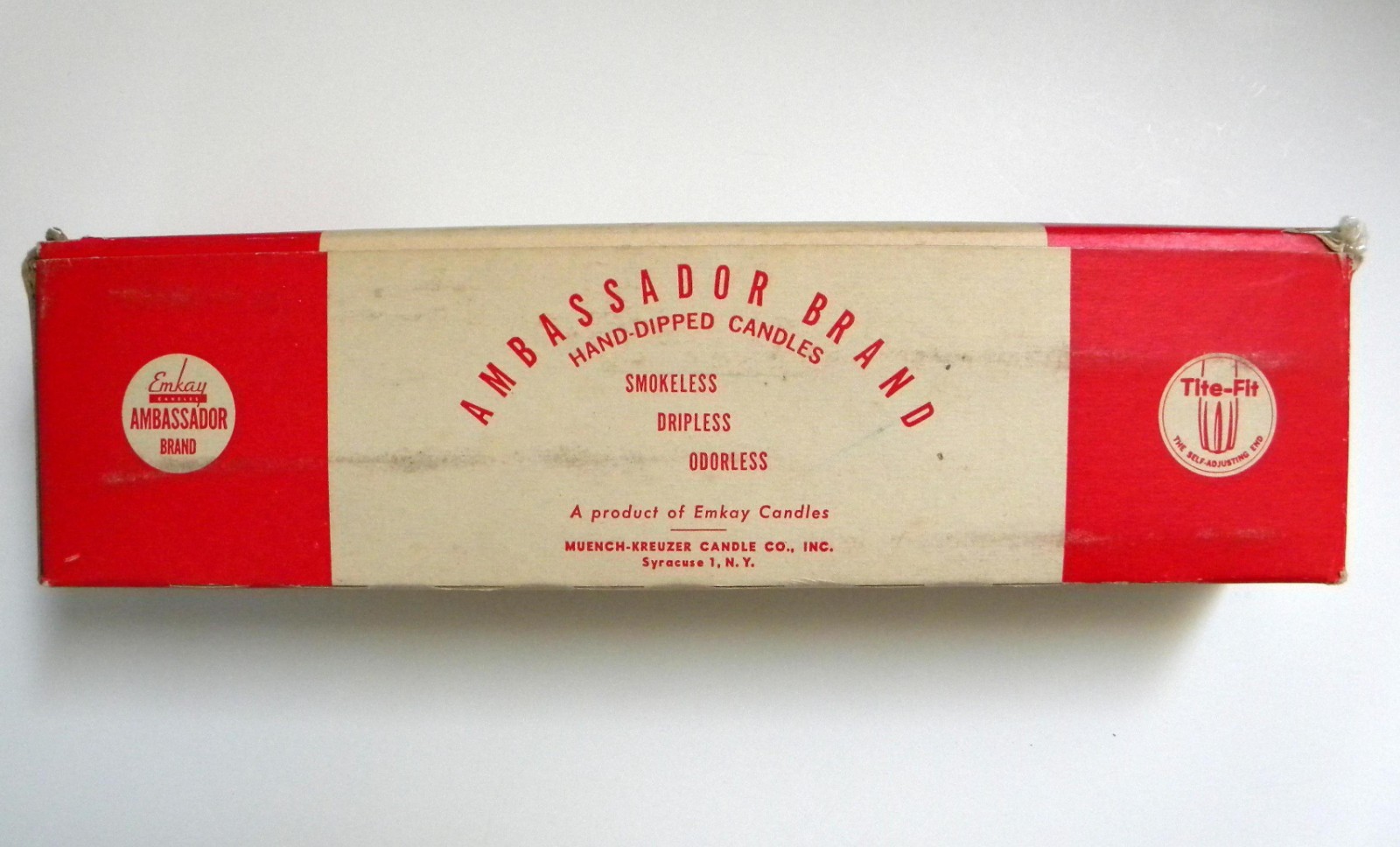 Emkay Tite-Fit Smokeless Dripless Odorless 12″ Taper Candles #6052 Box/12 (NOS)