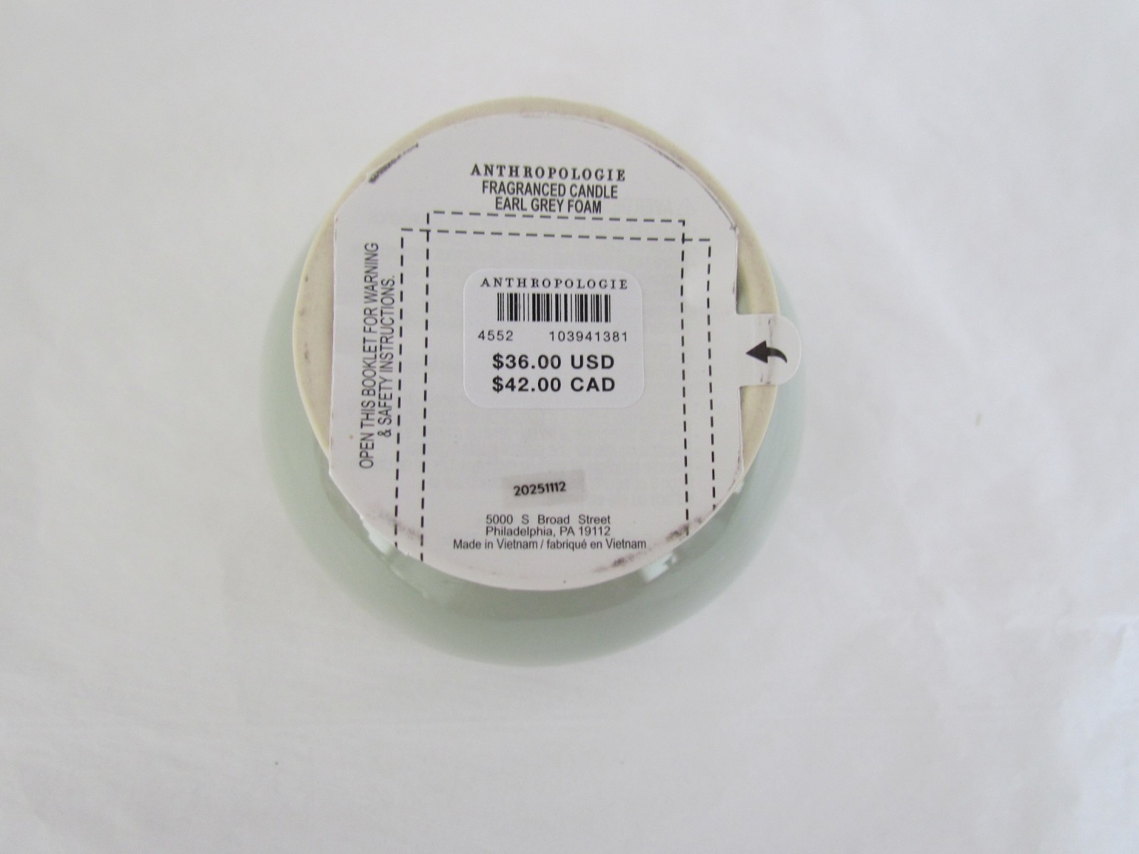 Anthropologie Damson Madder Candle Gourmand Earl Grey Ceramic Pedestal NEW