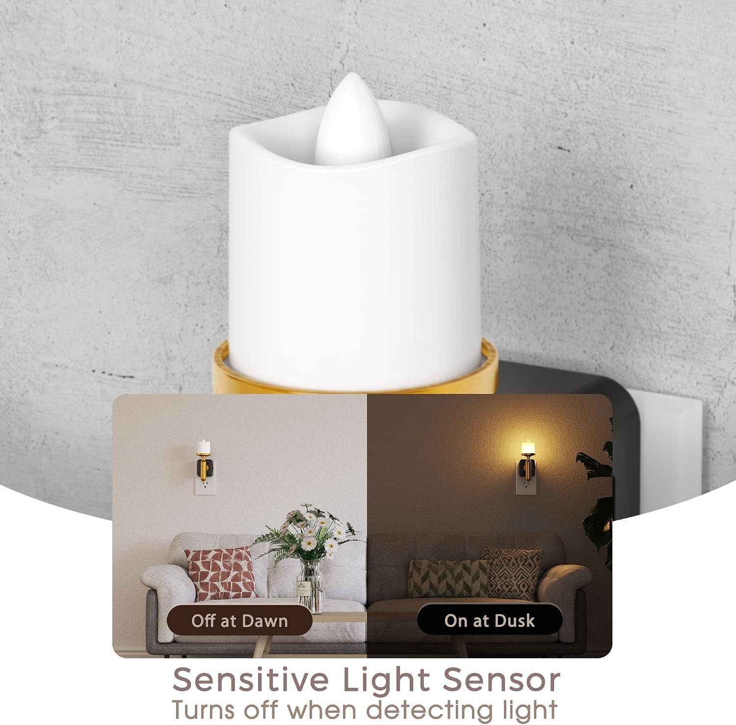 Versatile Flameless Night Light with Dusk to Dawn Sensor – 3000K Soft White
