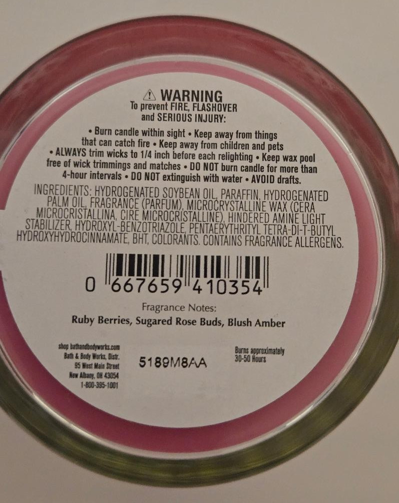 New Bath & Body Works Covered In Roses Soy Wax Blend Single Wick Candle – 8 oz.