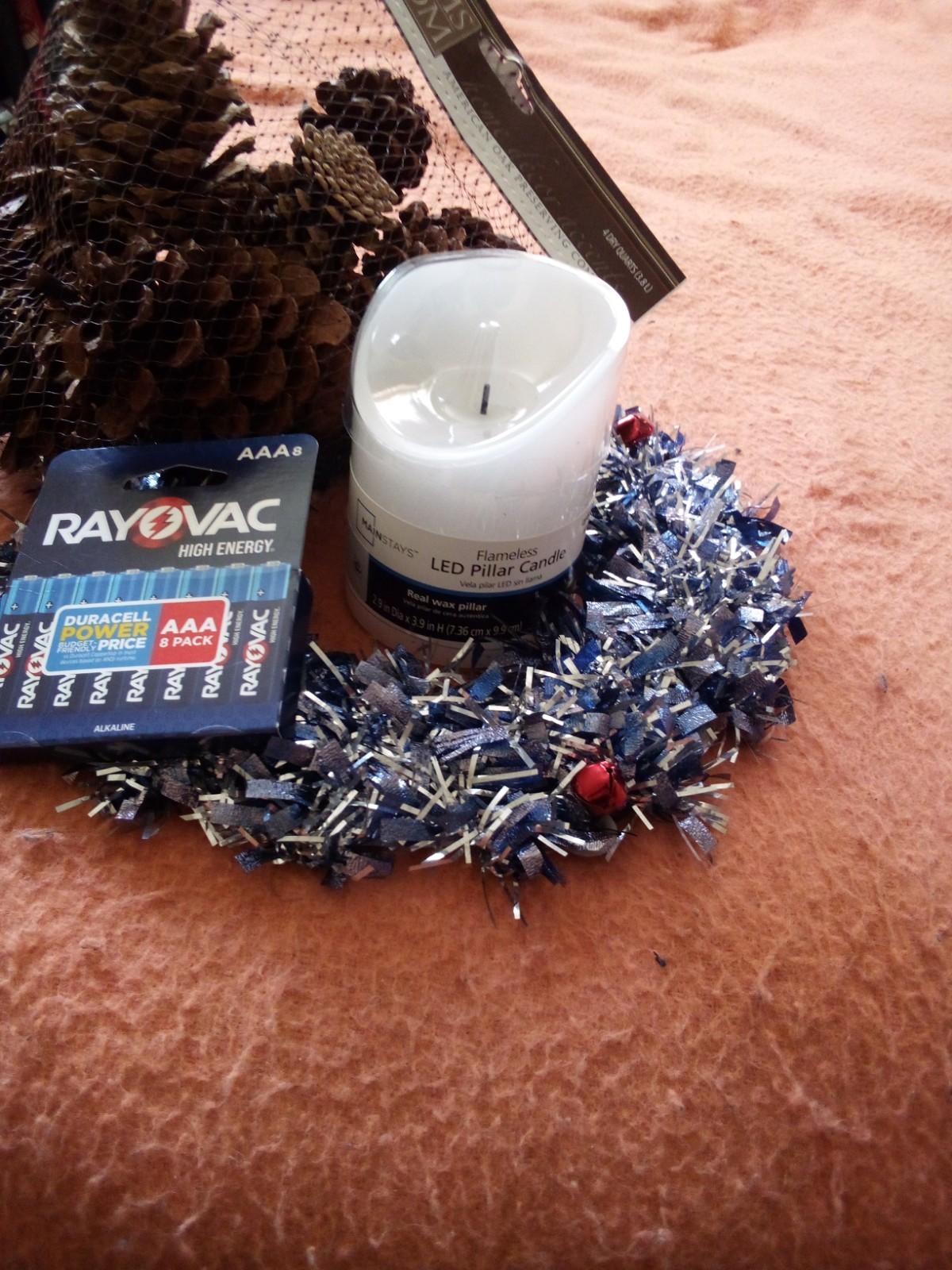 Mainstays Flameless LED Pillar Candle White Wax Holiday Battery AAA Powered