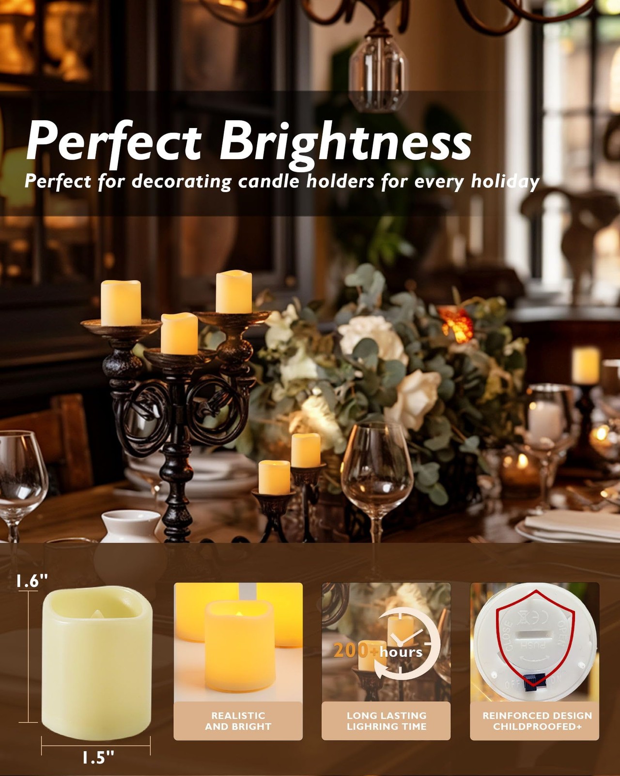 24 Pack Ivory Flameless Flickering LED Votive Tealights Candles