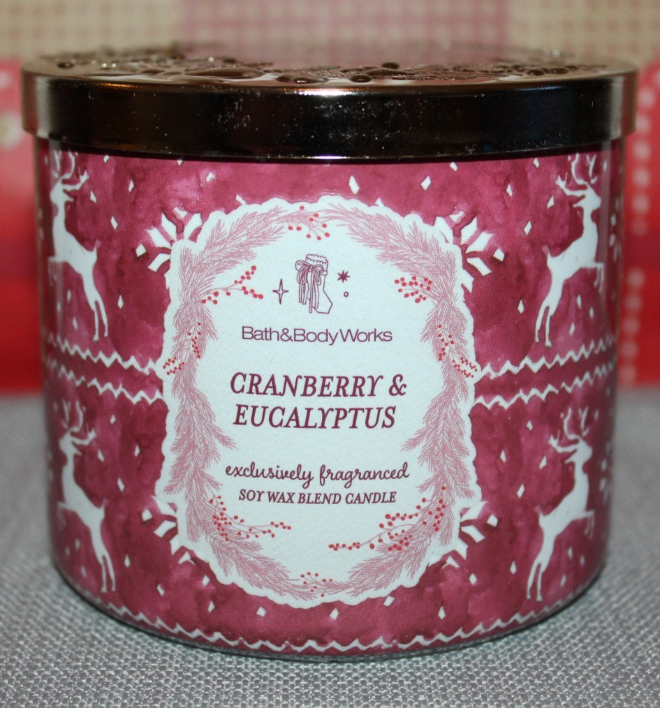 Bath & Body Works CRANBERRY & EUCALYPTUS Scented 3-Wick Candle 14.5 oz