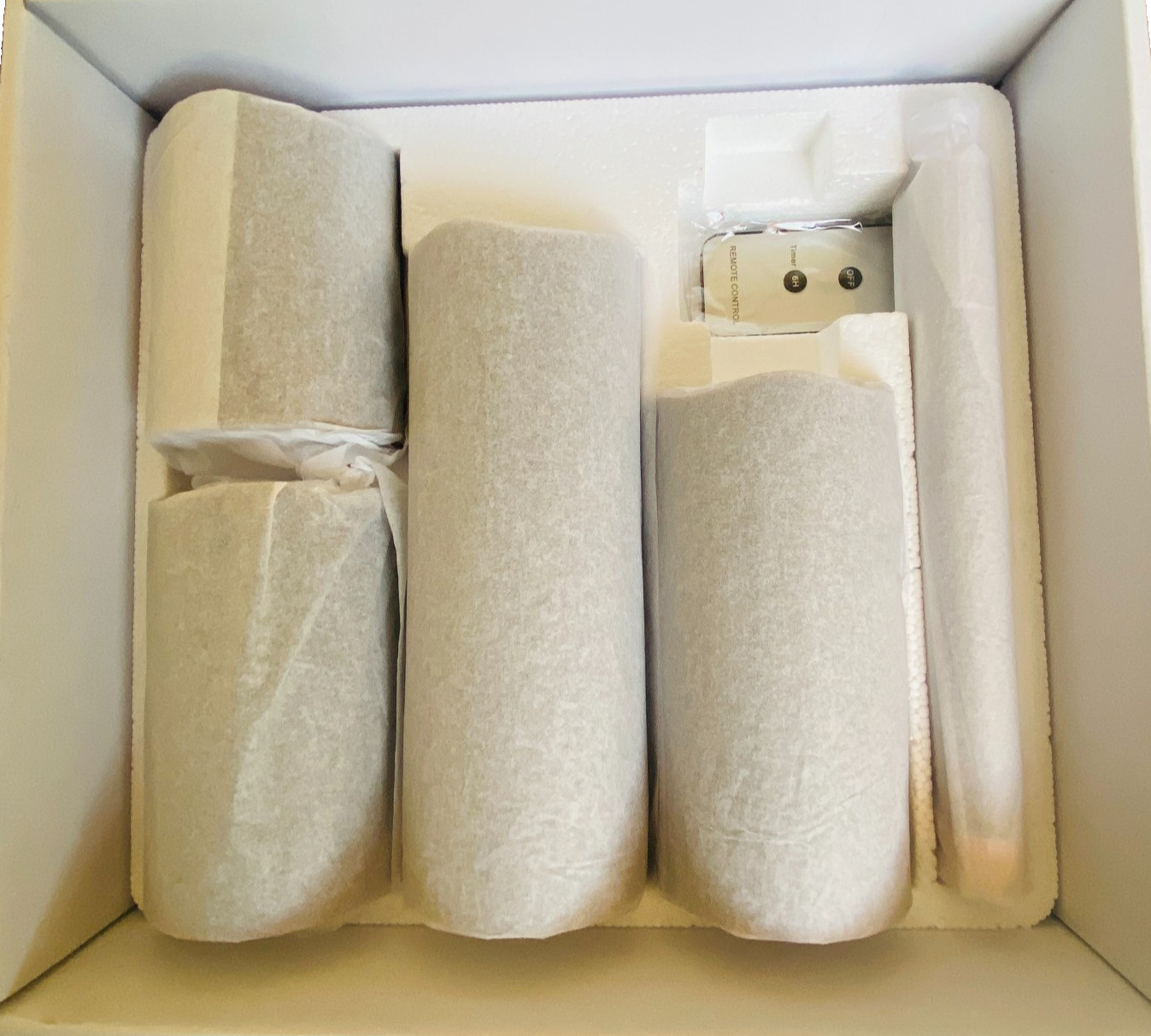 Flameless Candle Set MINK BROWN Sculptured Top Home Reflections 6 Piece Remote