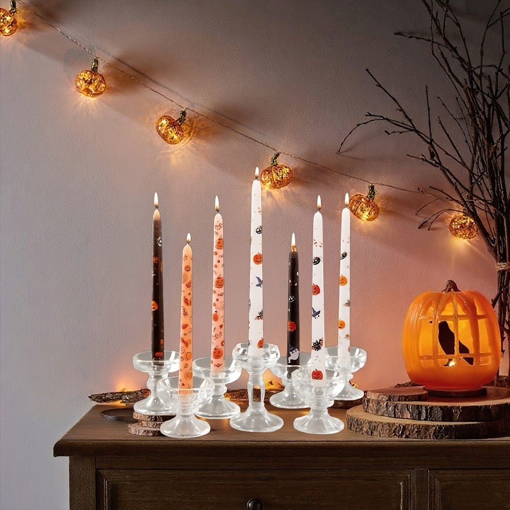 2pcs 10Inch Scented Candles Fall Pumpkin Bat Candlesticks Dinner Table Decor