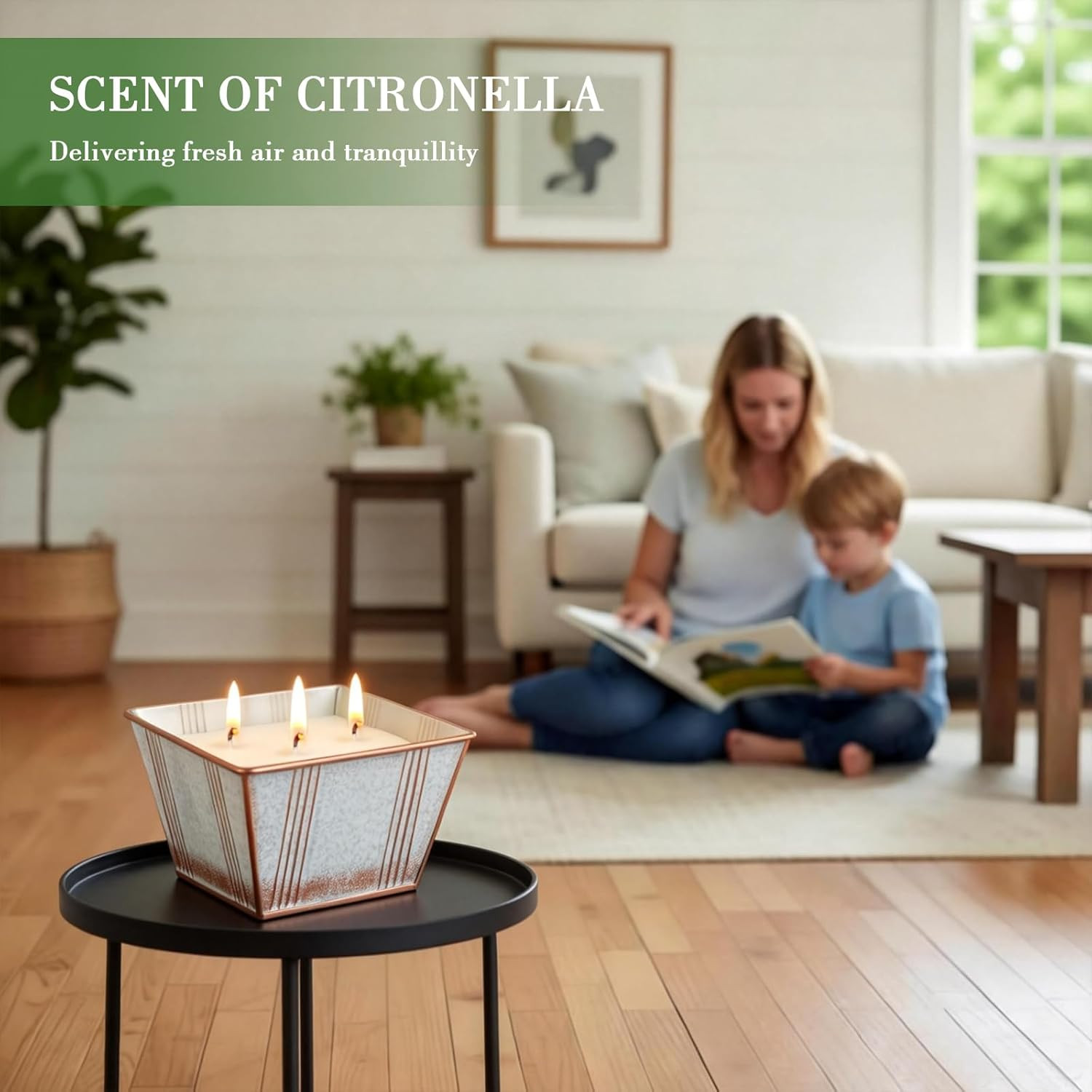 Citronella Candles Outdoor, 24OZ Large Size 3-Wick Citronella Candles, 2 Pack Le