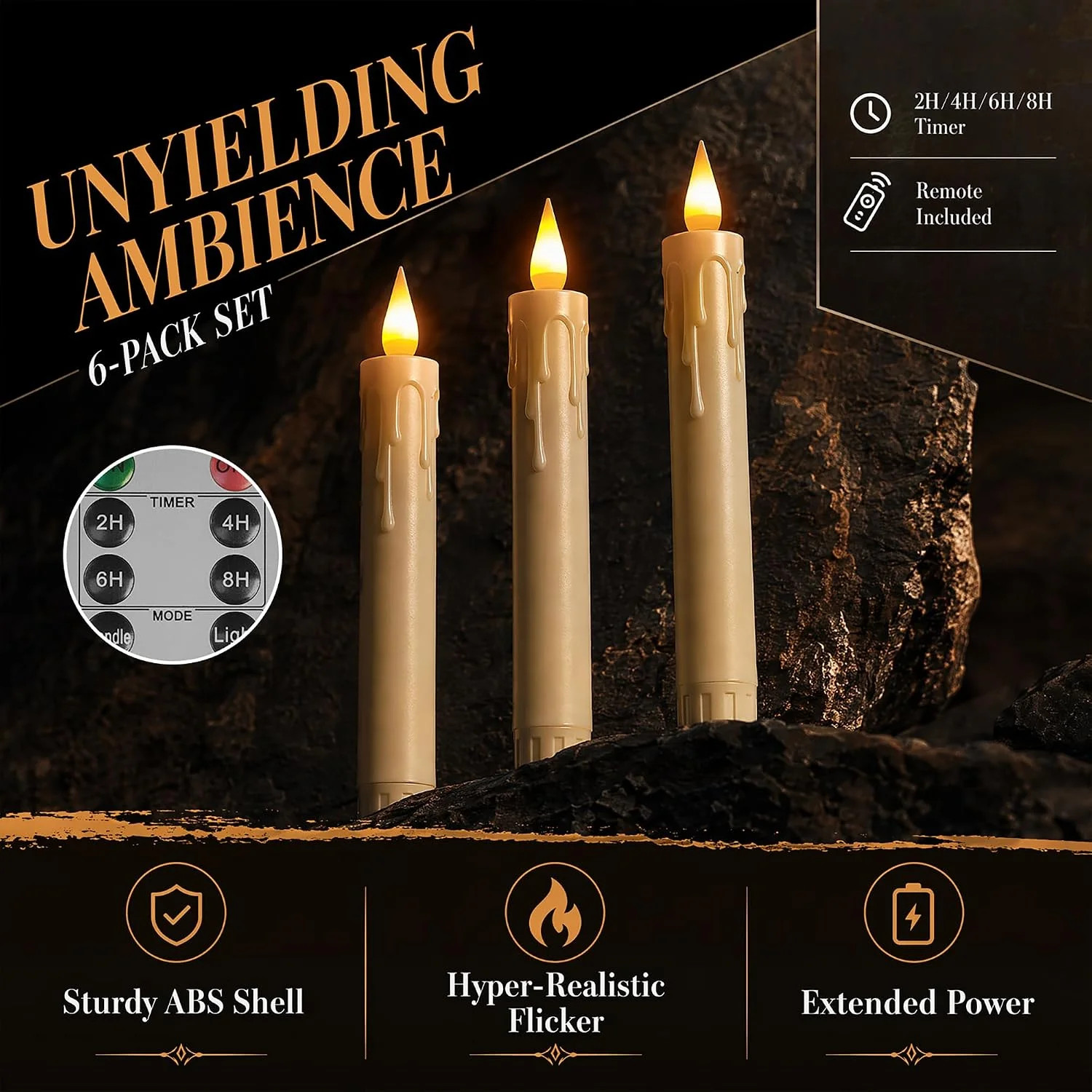 Flameless Taper Candles with Remote, 6.7 Inch Short Taper Candles Battery Operat