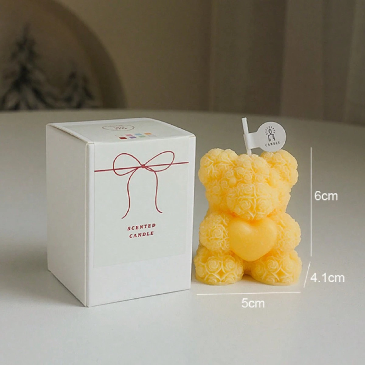 1pc Valentines Rose Bear Candle Aromatherapy Lovely Decoration Partner Hand Gift