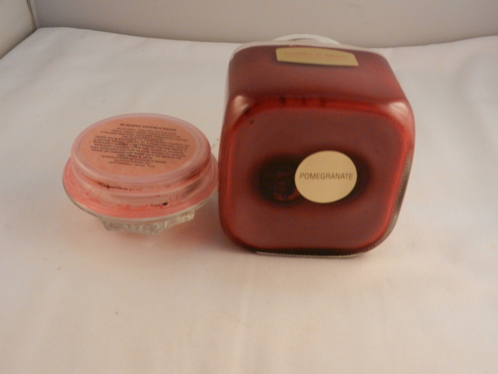 CANDLES & MORE SCENTED POMEGRANATE CANDLE IN JAR “NEW” 4 1/2″