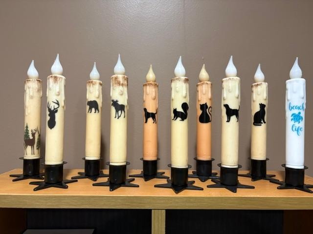 Nature ~ Flowers ~ Animals ~ Taper Candle ~ 6 Hour LED with Timer ~ 40 +Designs