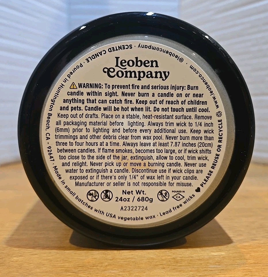 Leoben Night Out Three Wick 24 Ounce Candle Made In USA Vegan Soy Wax