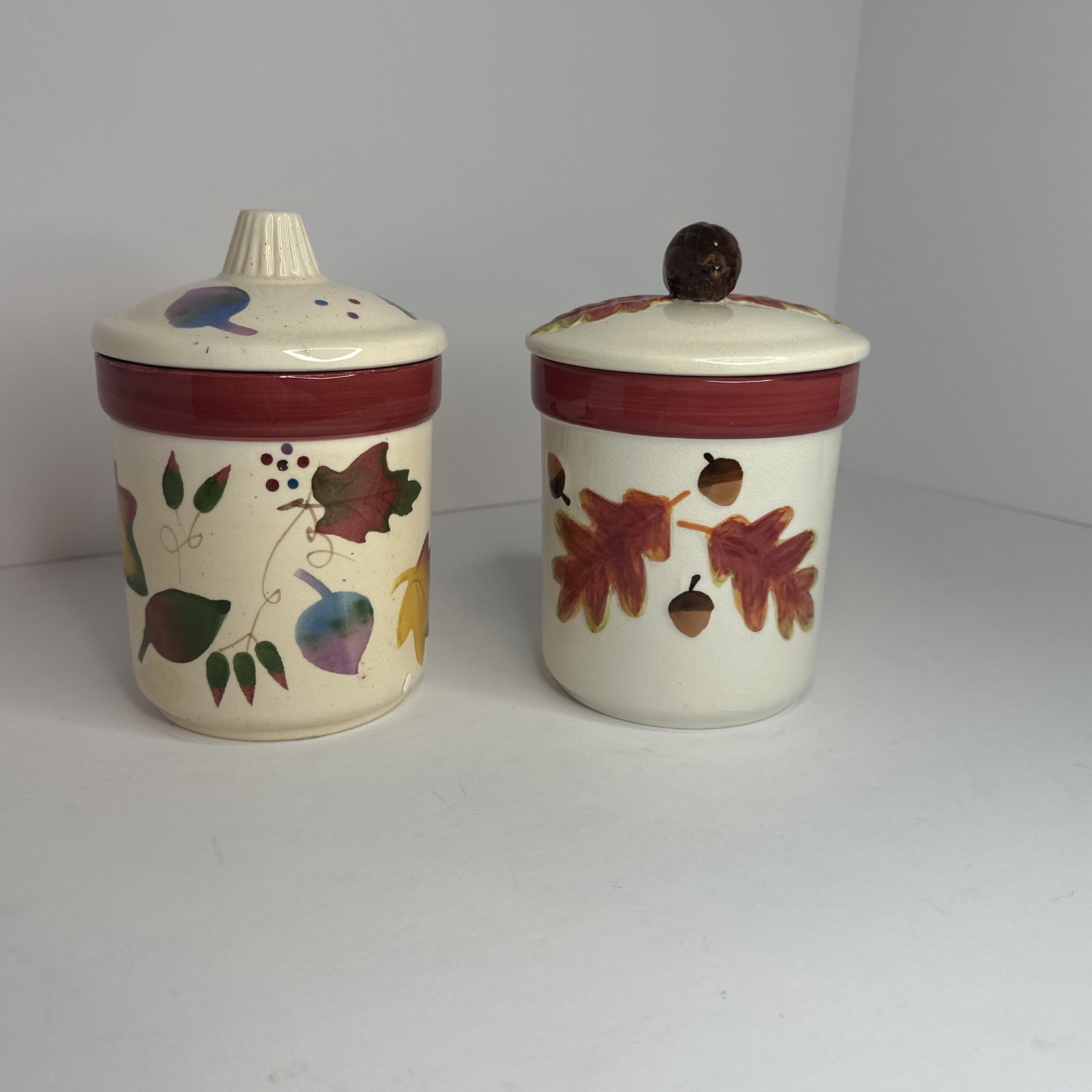 TWO HALLMARK Acorn Fall Autumn Jar Candle Scented New Leaves Maple Halloween