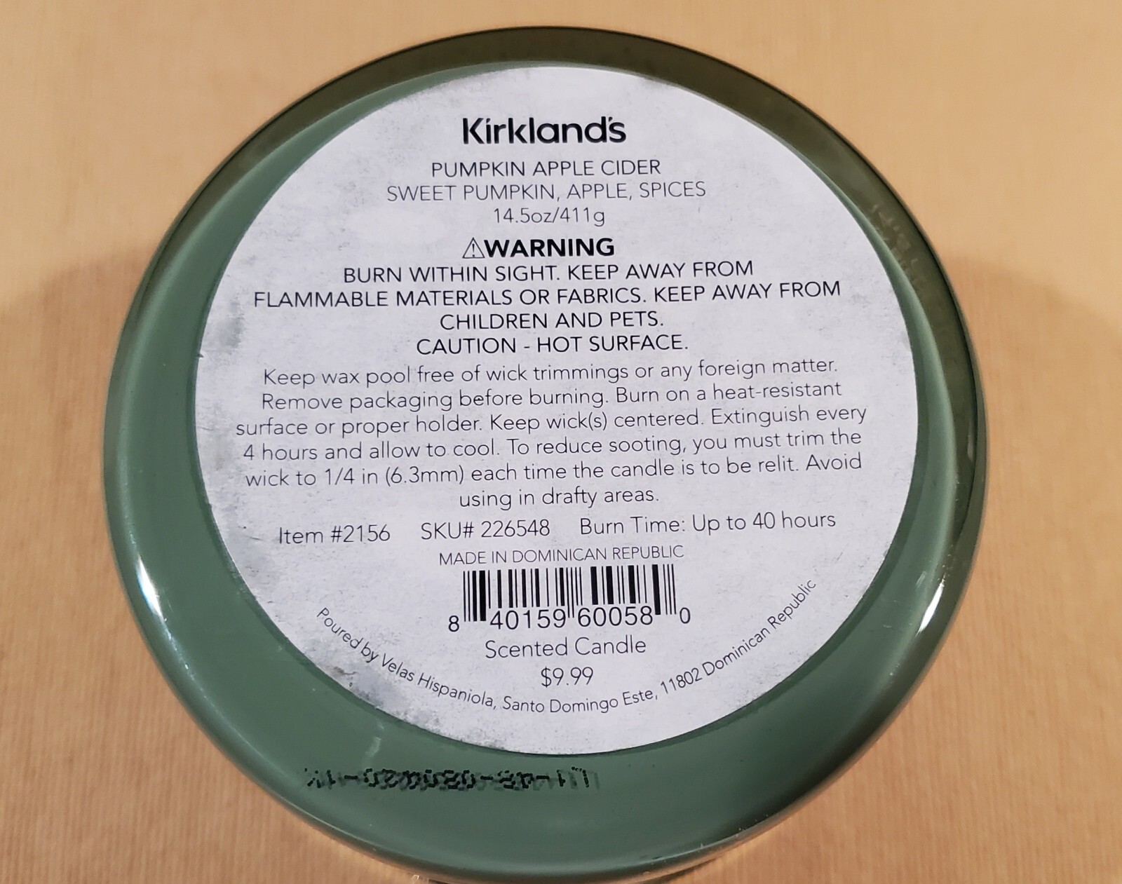 Kirkland’s 14.25 oz Large 3-Wick Candle Natural Wax Blend ‘Pumpkin Apple Cider’