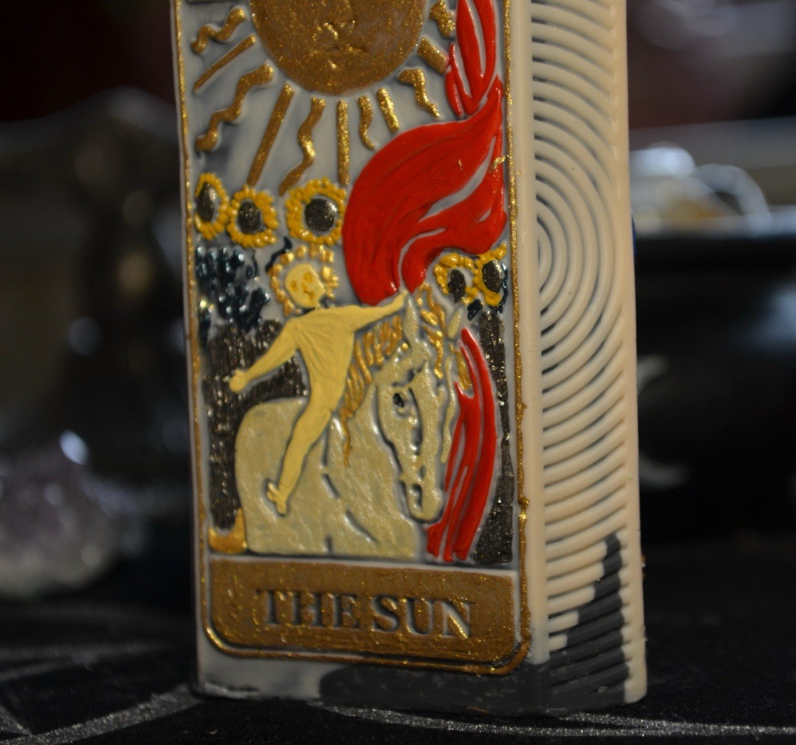 Esoteric Tarot Candle Set Sun XIX & Moon XVIII Light Shadow Balance Ritual Decor