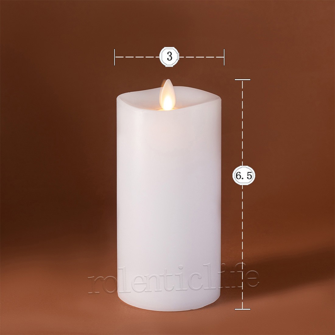 Luminara Flameless LED Moving Flame Pillar Wax Candles with Remote White 3″x6.5″