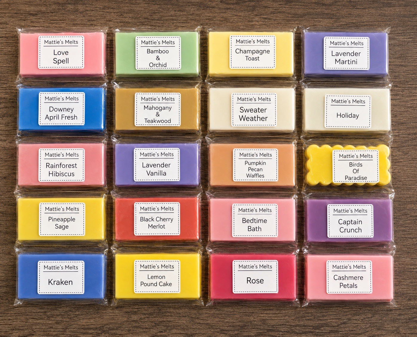Wax Melt Samples-20 Scents-Wax Melt Mini Snap Bars-Candles-tarts Set B