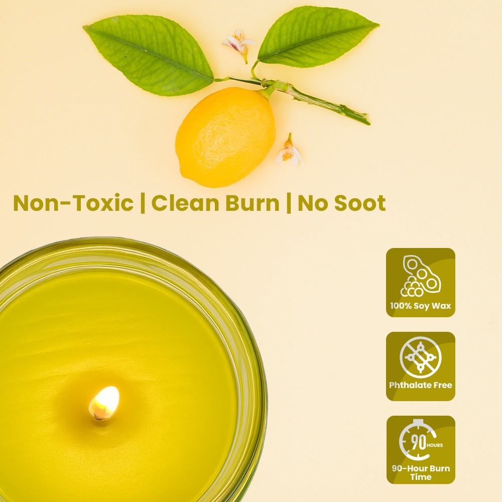 FPN Smoke & Cooking Odor Eliminator Candles 12oz Soy Wax Candle Lemon Scent 2 Pc