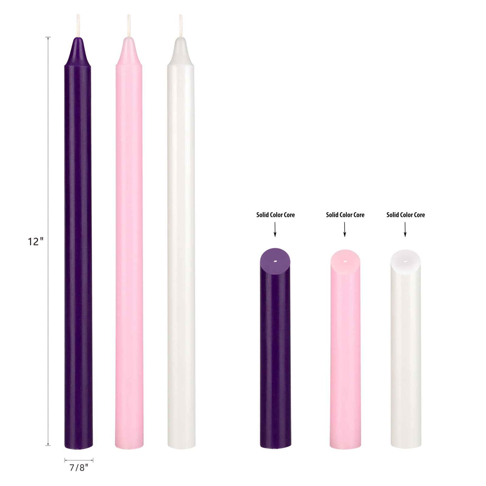 Mega Candles 5 pcs Unscented 12 Inch Advent Straight Taper Candle