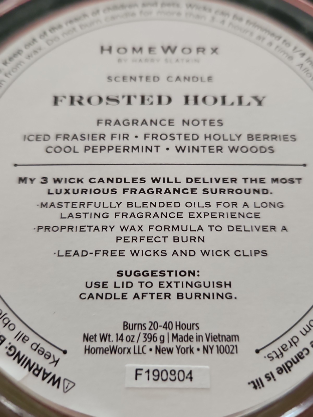 Homeworx Frosted Holly 3 Wick Scented Candle