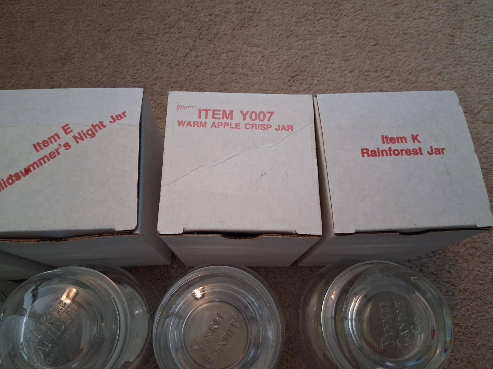 Set of (5) Yankee Candle Collectible Glass Jars Empty–FREE SHIPPING!
