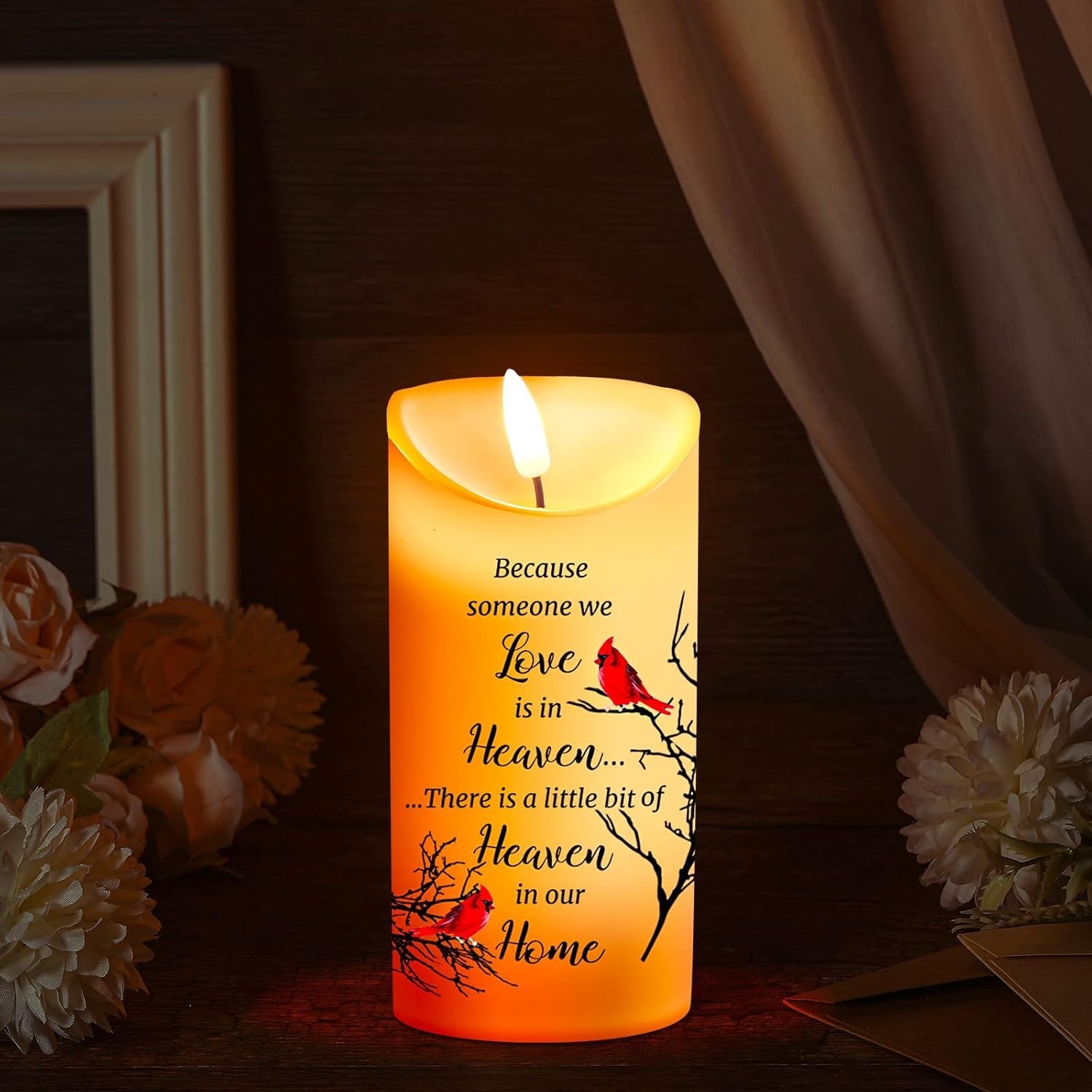 Portable Touch-Control LED Cardinal Candle – Comfort Gift for Loss of Loved One