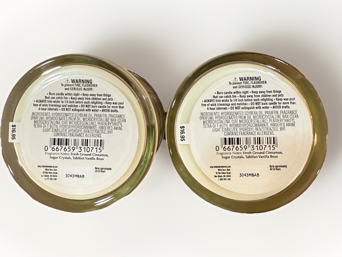 Bath & Body, White Barn Cinnamon Spiced Vanilla Candle Single Wick 8 Oz Lot Of 2