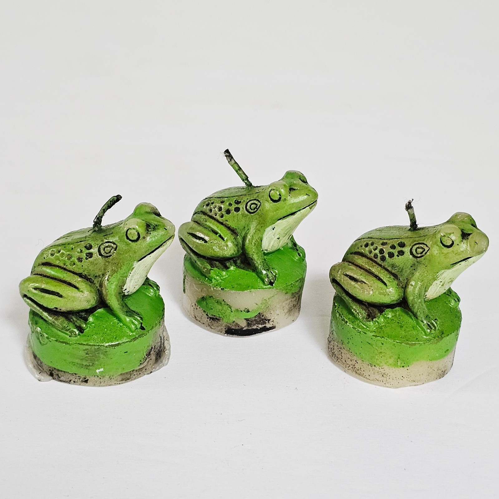 Vintage Frog Tealight Candles Set 3 Cottagecore Decor Nature Rain Forest Garden