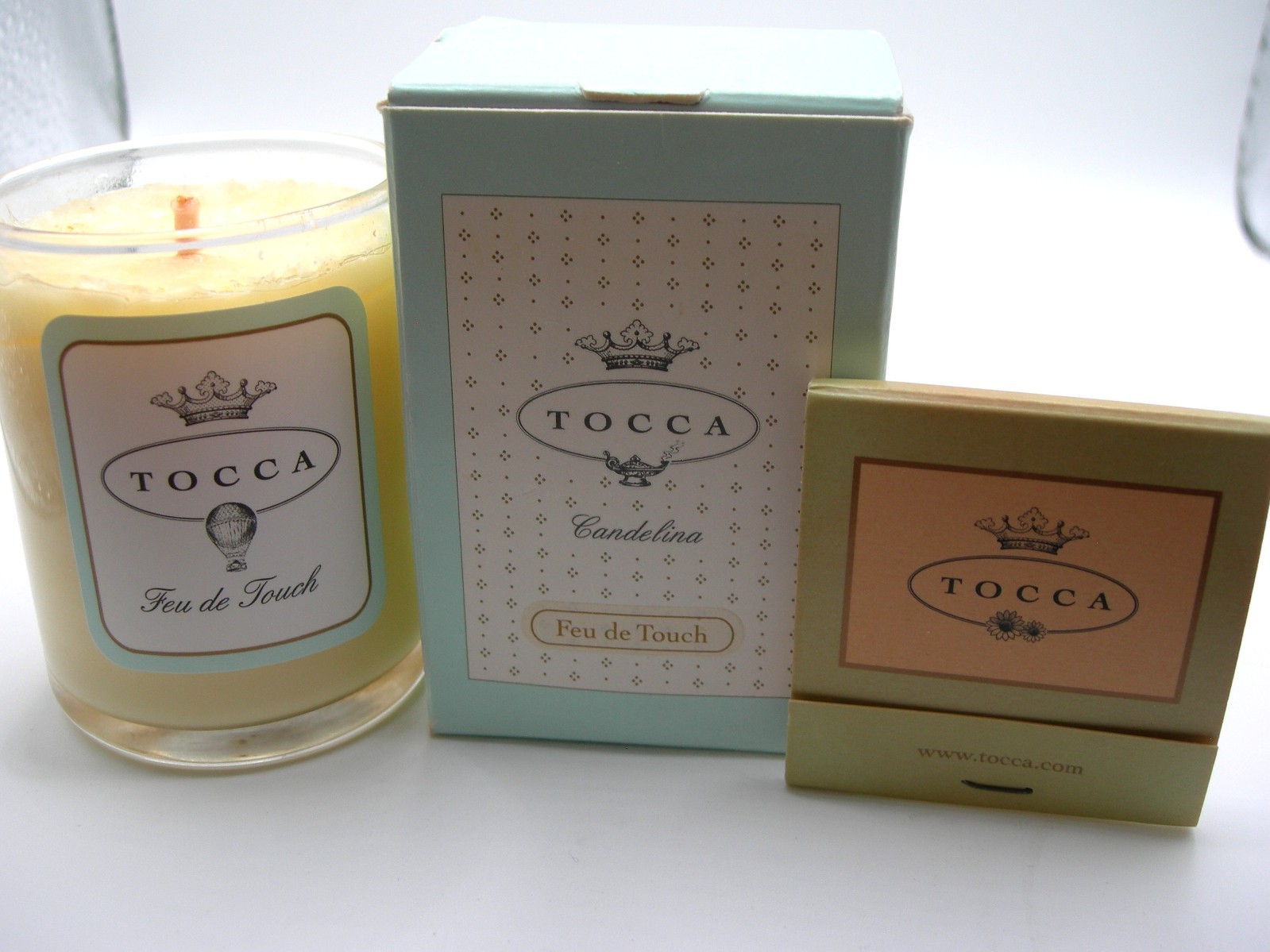 Vintage Tocca Candelina Feu de Touch Candle & Matchbook Set 2.85 gr 20 hour burn