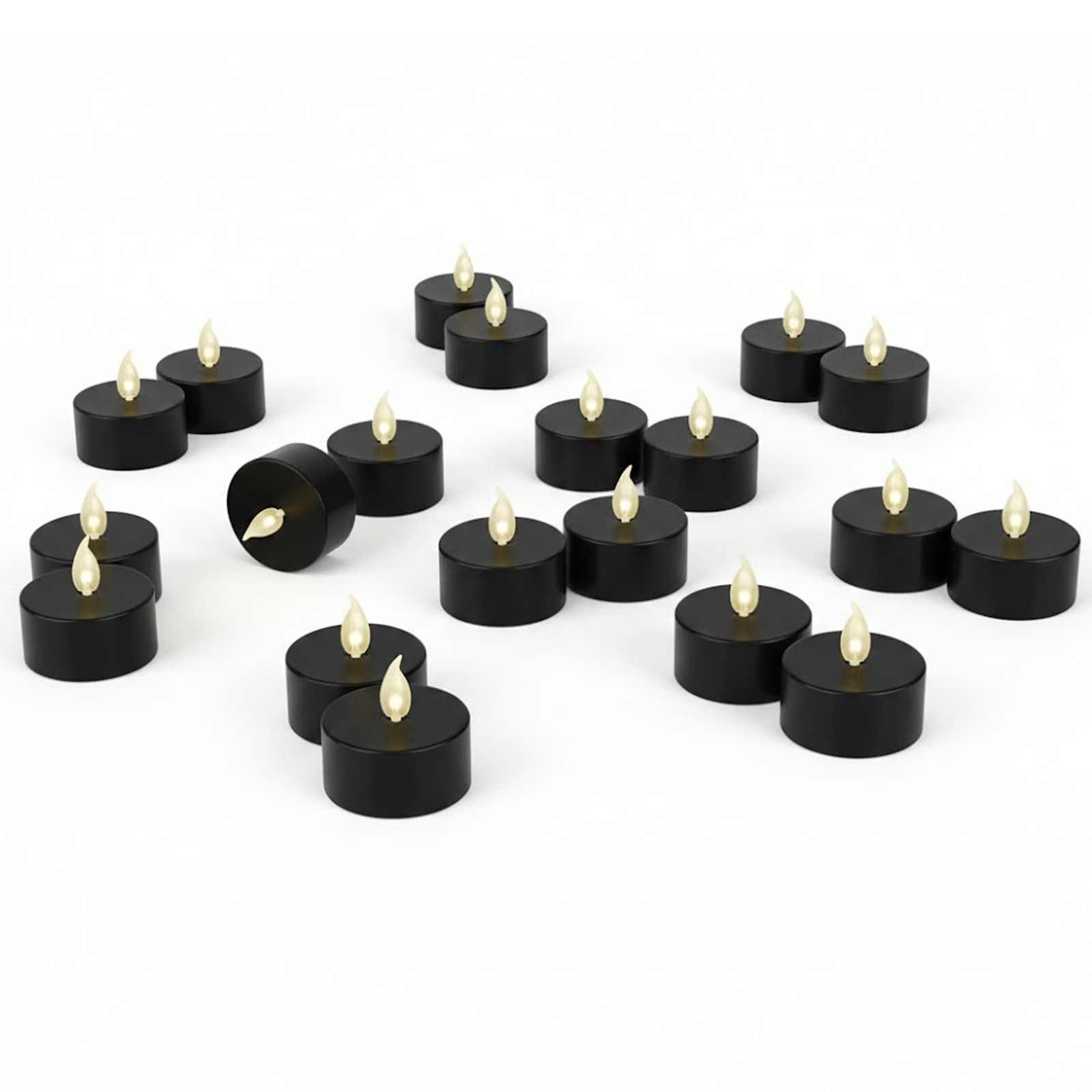 24 Pack LED Tea Lights Candles Flickering Battery Operated with On Off – Black