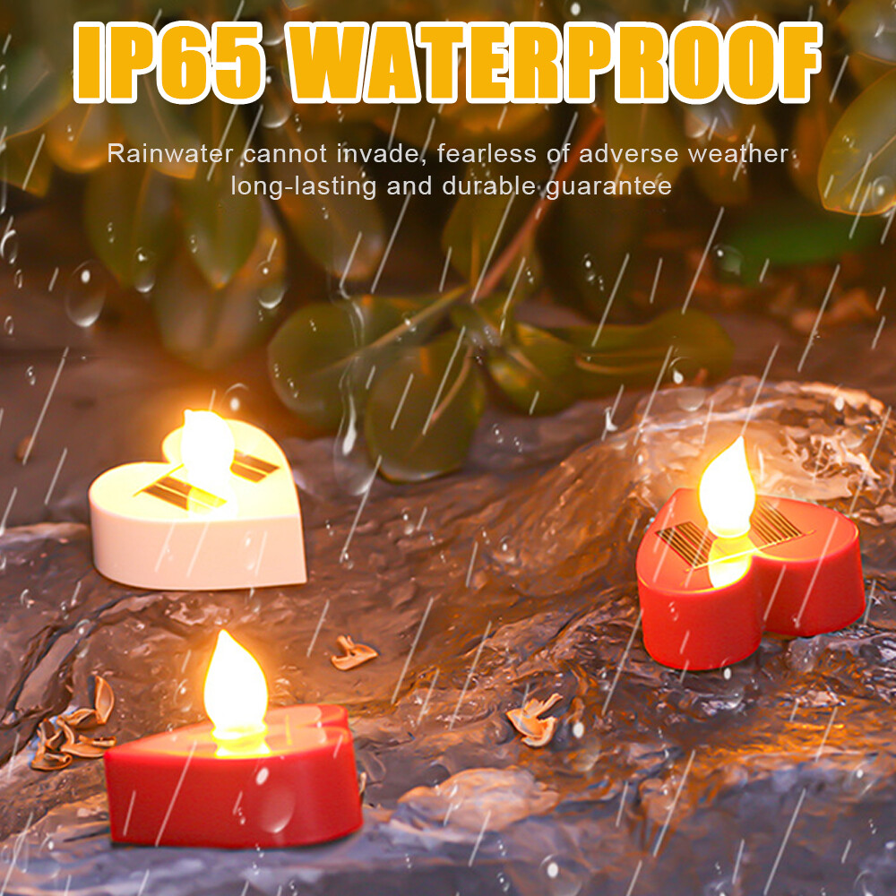 Solar Waterproof Flameless LED Tea Light Candles Flickering Dusk to Dawn Outdoor