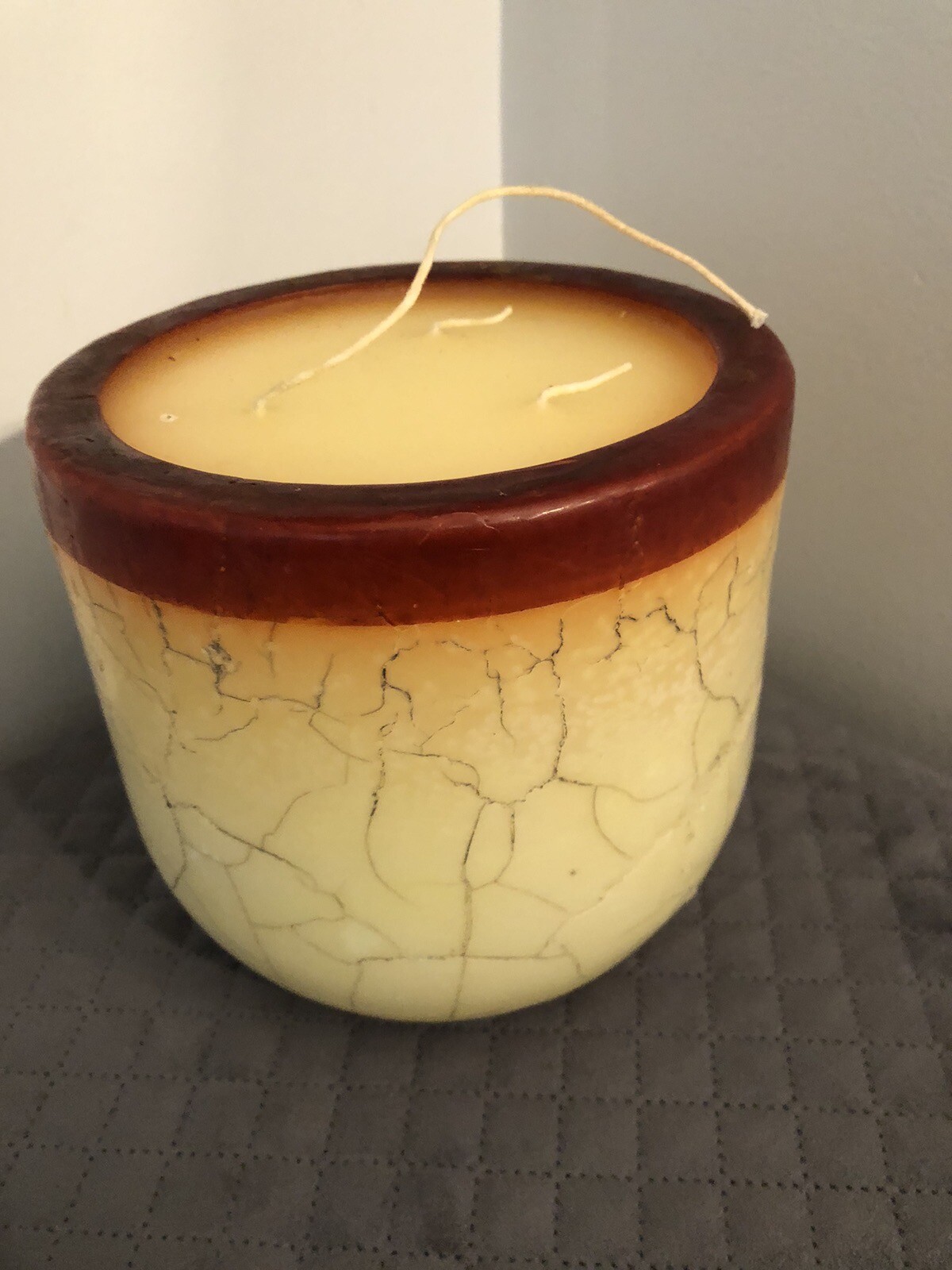 Goblet Marble Big Candle 3 Wick 6” X 6” Decor 5 Lbs B Not Burned Thailand B2
