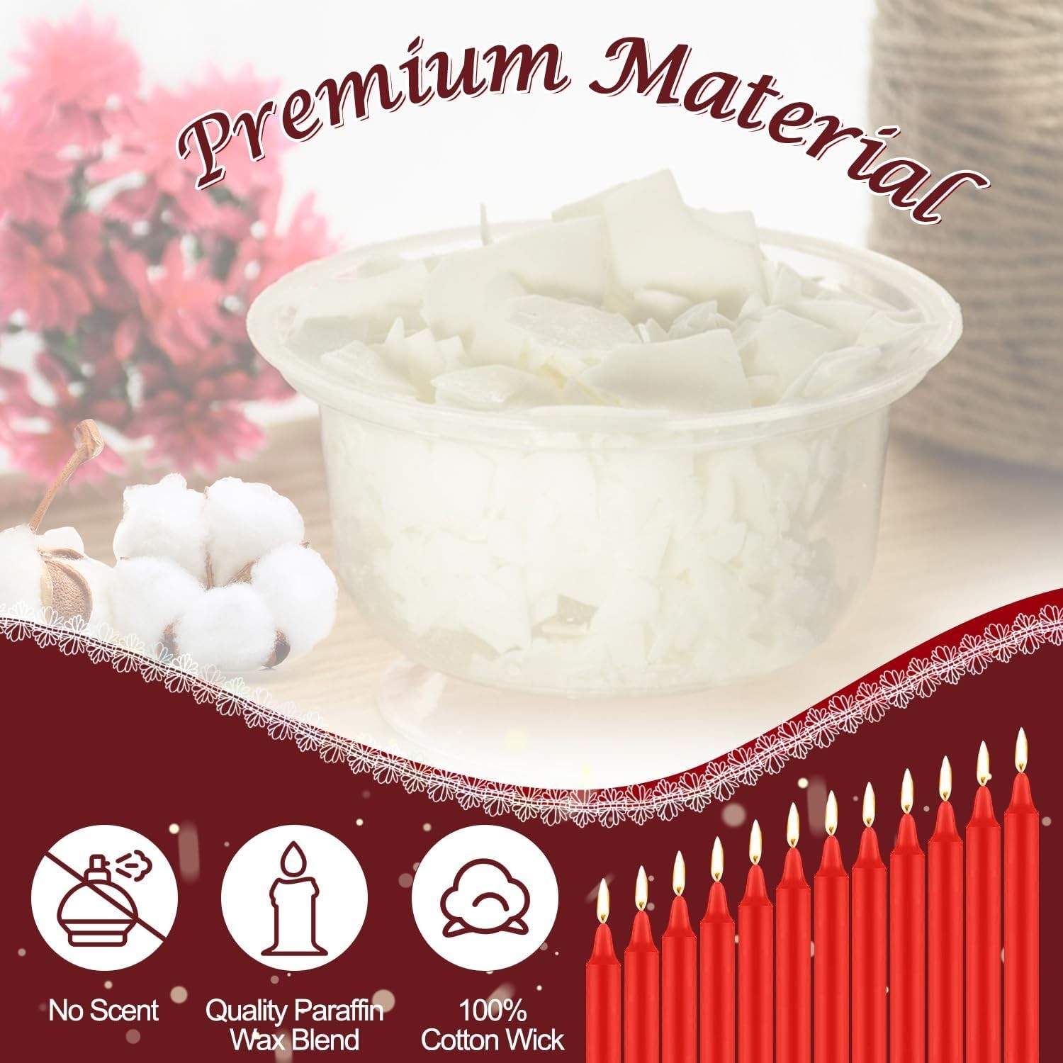24-Pack of 4-Inch Red Unscented Taper Candles – Perfect for Spiritual Practices