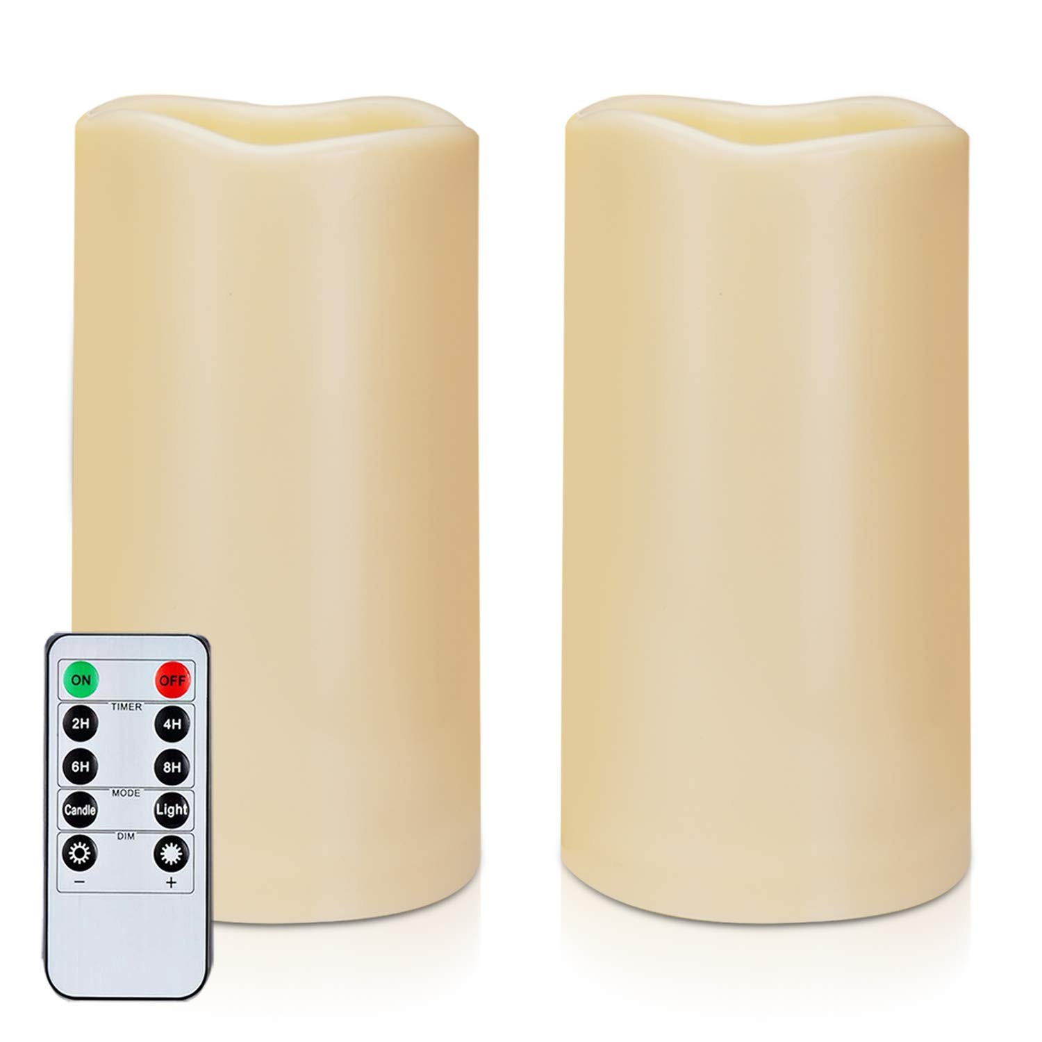 Waterproof Flameless Candles, Outdoor Led Pillar Candle Set Of 2 3″ X 6″ Ivor…