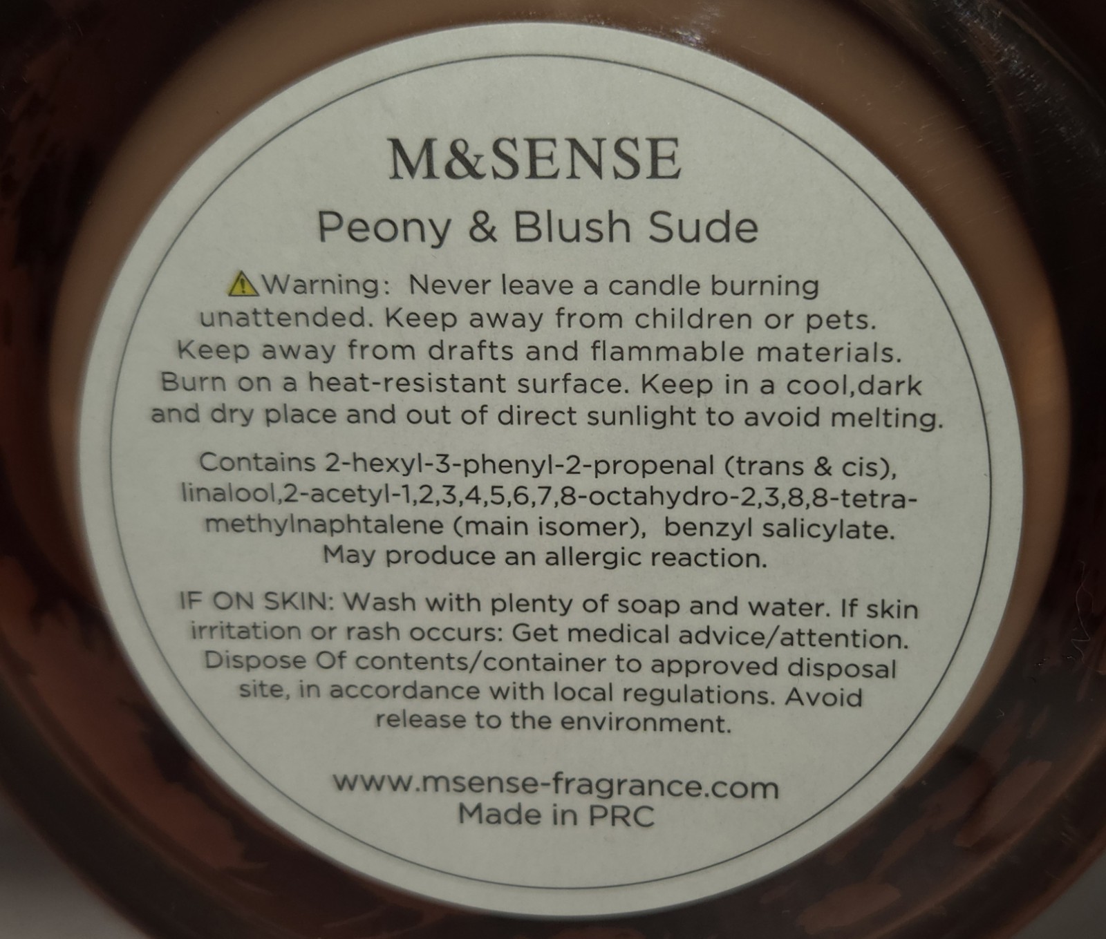 M&SENSE Peony Candle Jar Botanical Decorative Home Scented Organic Soy 12.7oz