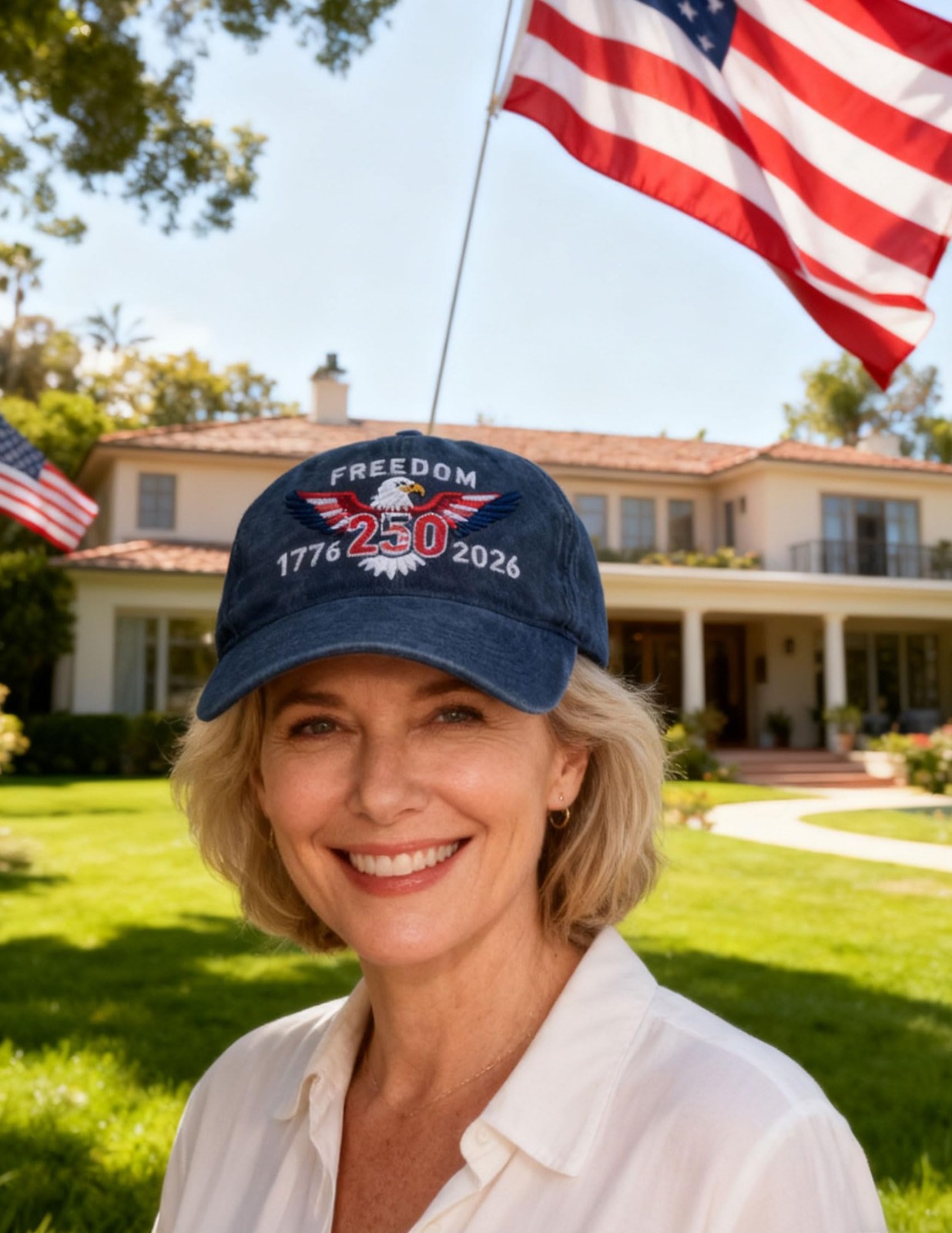 Patriotic American Baseball Cap Vintage Embroidered Eagle 250th Anniversary Unis