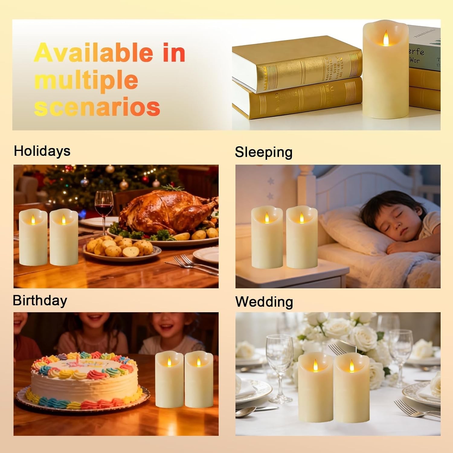 Rechargeable Flameless Candle, Realistic 3D Flickering Warm Flame, LED Candle…