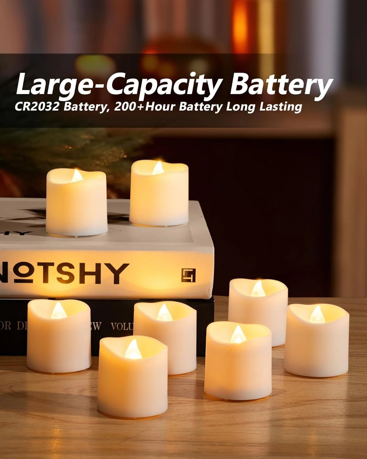 Homemory 24Pack Flameless LED Votive Candles, 200+Hour Lasting Electric Fake Can