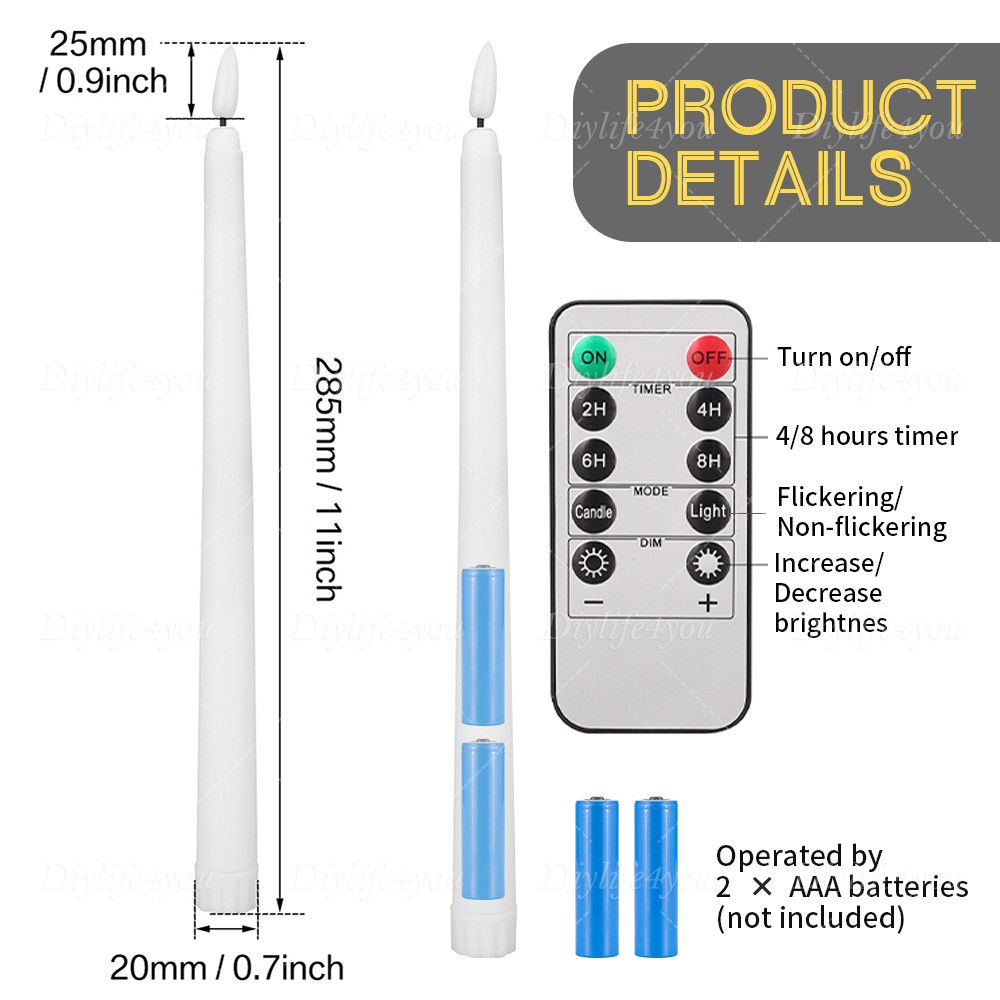 12Pack Flickering Flameless Taper Candles Light with Remote Control Timer Dimmer