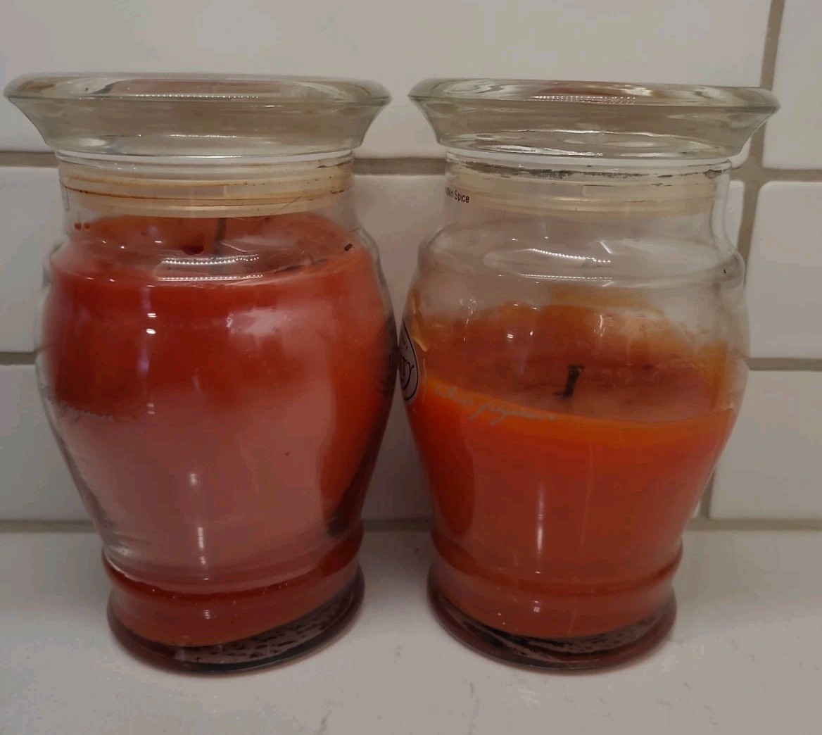 2 Salt City Candle Company Pumpkin Spice 26oz Glass Jars Retired 1 Half (B1-C6)