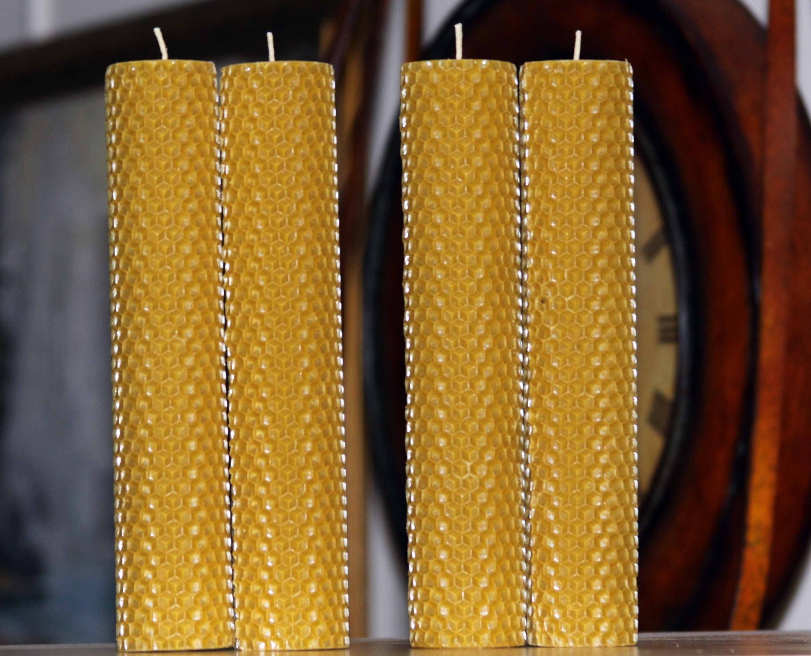 Handmade Hand rolled 100% Pure Beeswax Honeycomb Candles 8″ Cotton Wick USA Made