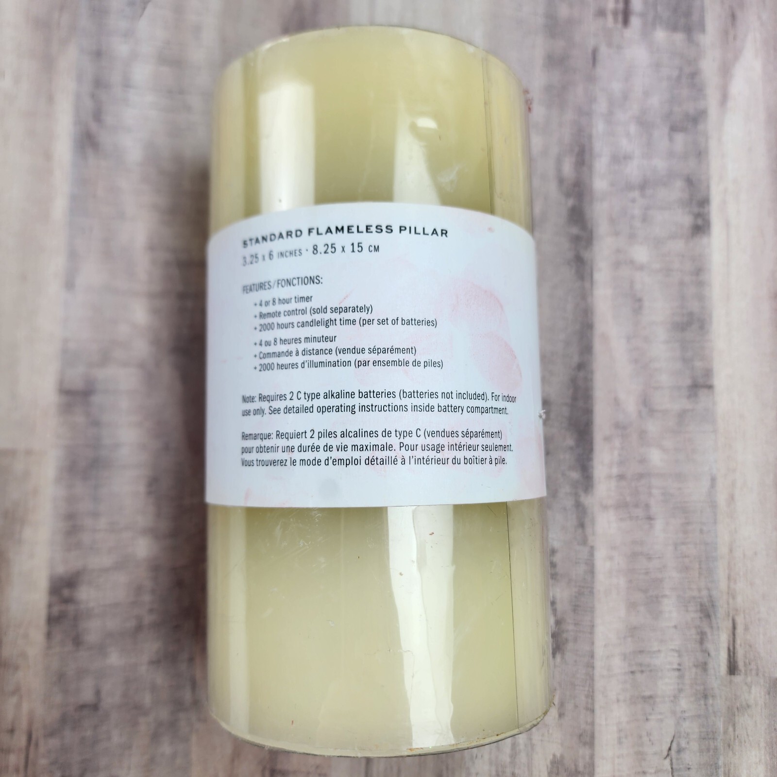 New Pottery Barn Standard Flameless Wax Pillar Candle Ivory 3.25 x 6 in