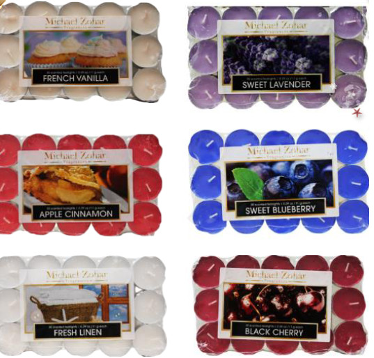 Scented Tea Lights Candles Pack of Vanilla, Black Cherry,Bluberry,Pine