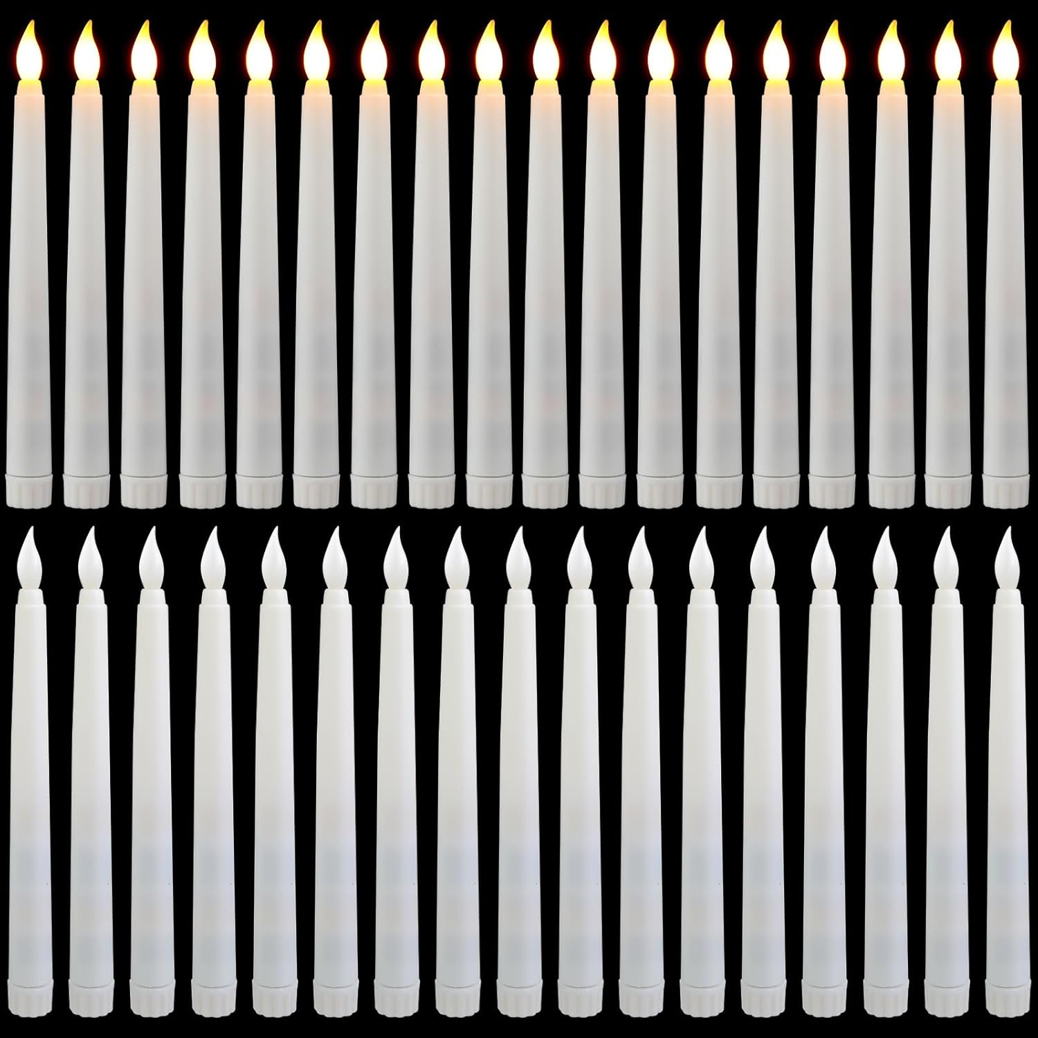 50 Pcs 8.5 Inch White LED Flameless Taper Candles Bulk Battery Operated Taper Ca