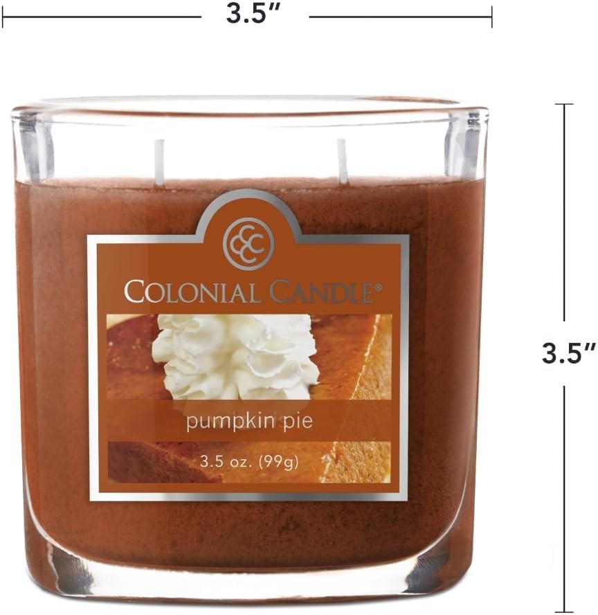 Colonial Candle Pumpkin Pie Scented Jar Candle, 2 Wick, 3.5 oz, Mottled Wax Cand