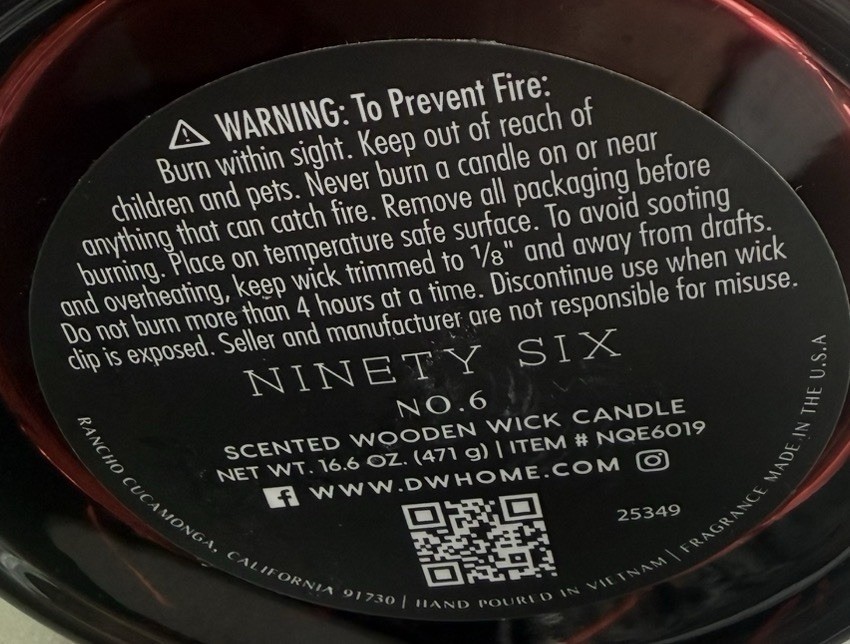Ninety Six No 02 Candle 26 oz 3-Wick Large Premium Bergamot Rose Amber DW Home