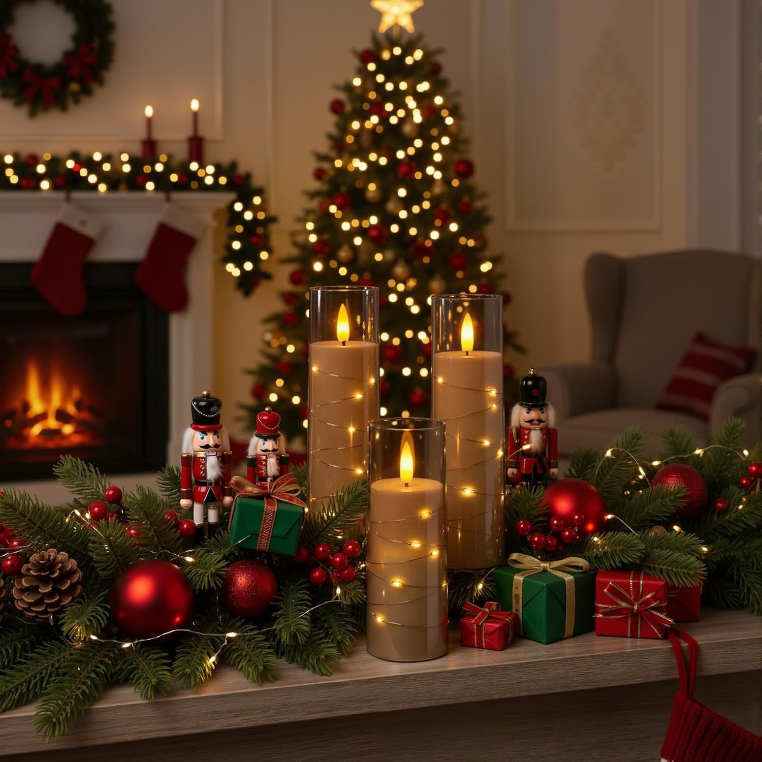 Flameless Battery Operated Pillar Candles with Remote Timer, Grey | Acrylic L…
