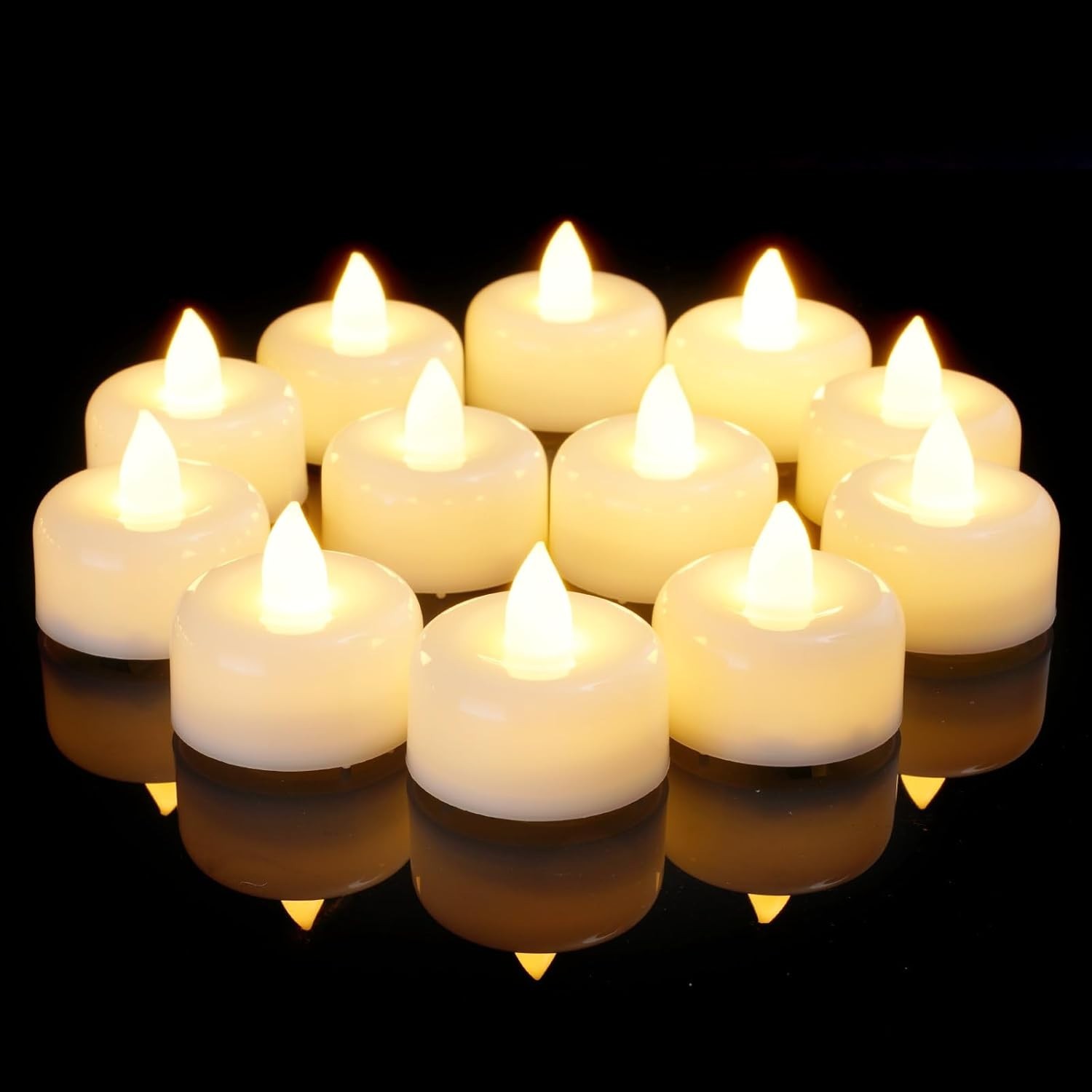 12 Pack Flameless LED Tea Lights Candles Battery Operated, Electric