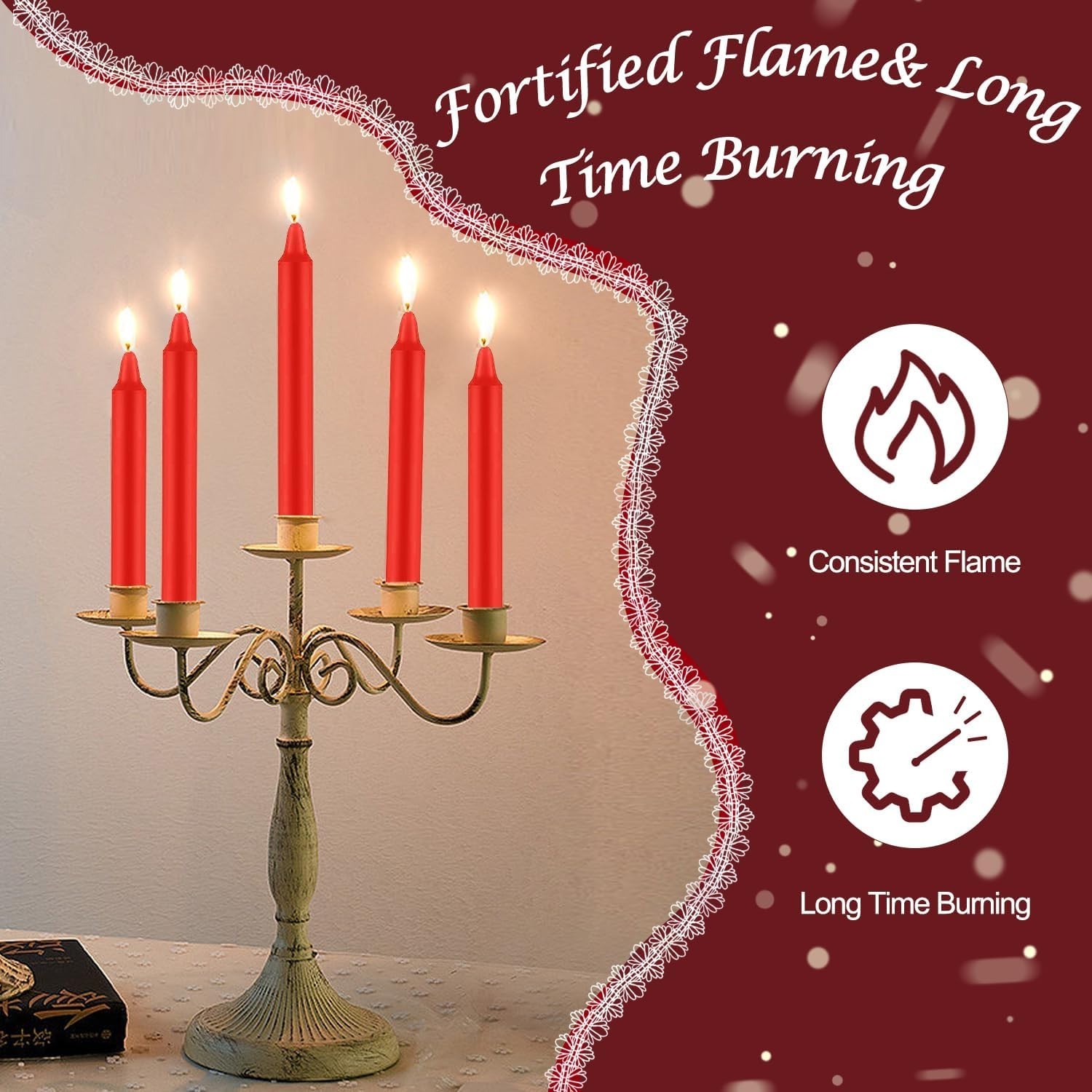 24-Pack of 4-Inch Red Unscented Taper Candles – Perfect for Spiritual Practices